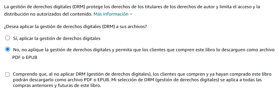 Cumplimentación DRM en Amazon KDP