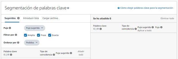 Segmentación de palabras clave