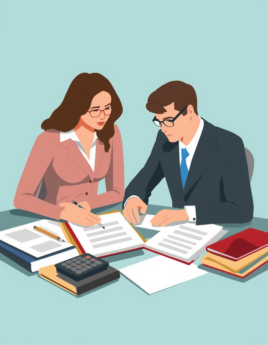 Autor y editor revisando presupuesto editorial